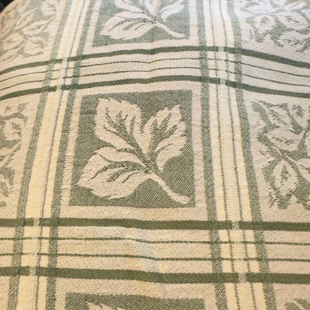 Thick Tablecloth 54X70 Oval Green Leaf Fall Autumn